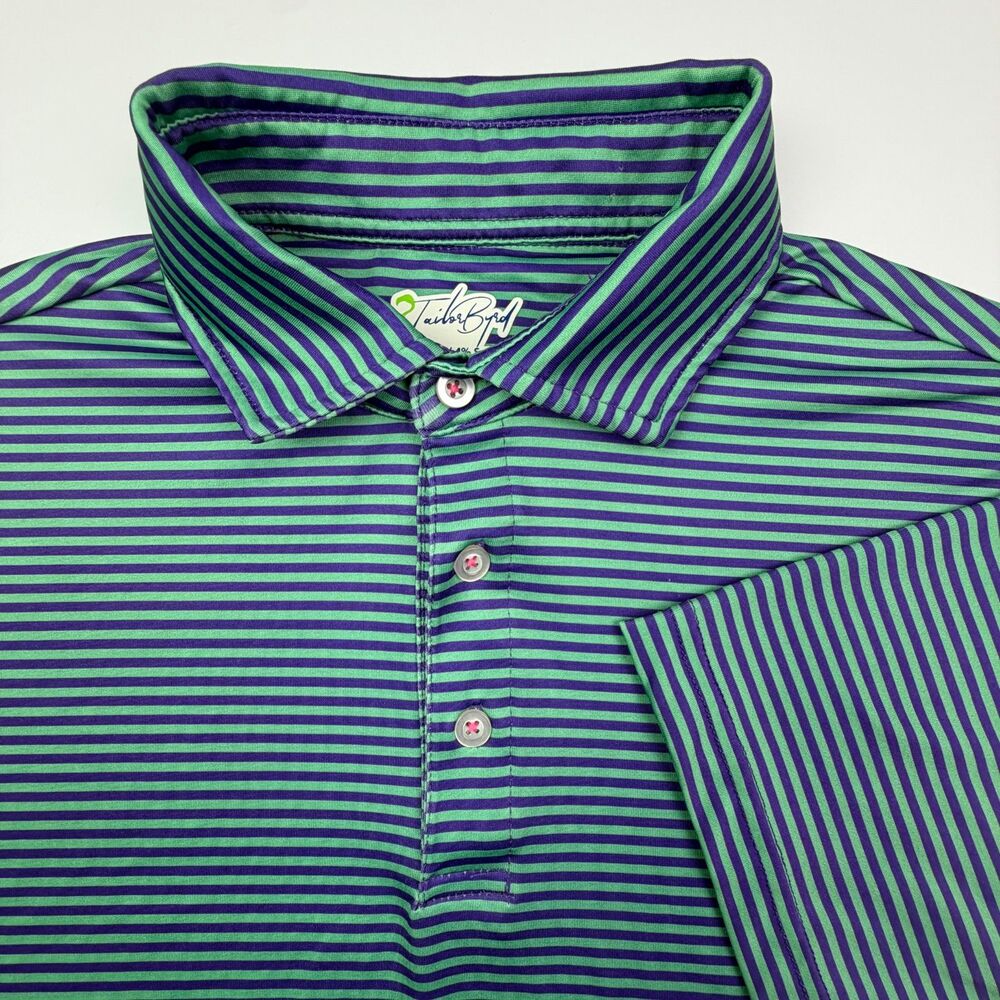 TailorByrd Striped Golf Polo Mens Medium Performance Shirt